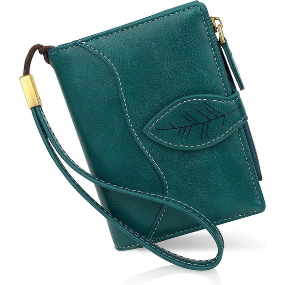 Girls Compact Bifold Leather Wallet with Wristlet RFID Blocking Womens Wallet - Picture 1 of 8